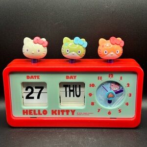 2008 Sanrio Hello Kitty & Hero Hello Kitty Perpetual Calendar Clock, Y2K Kawaii
